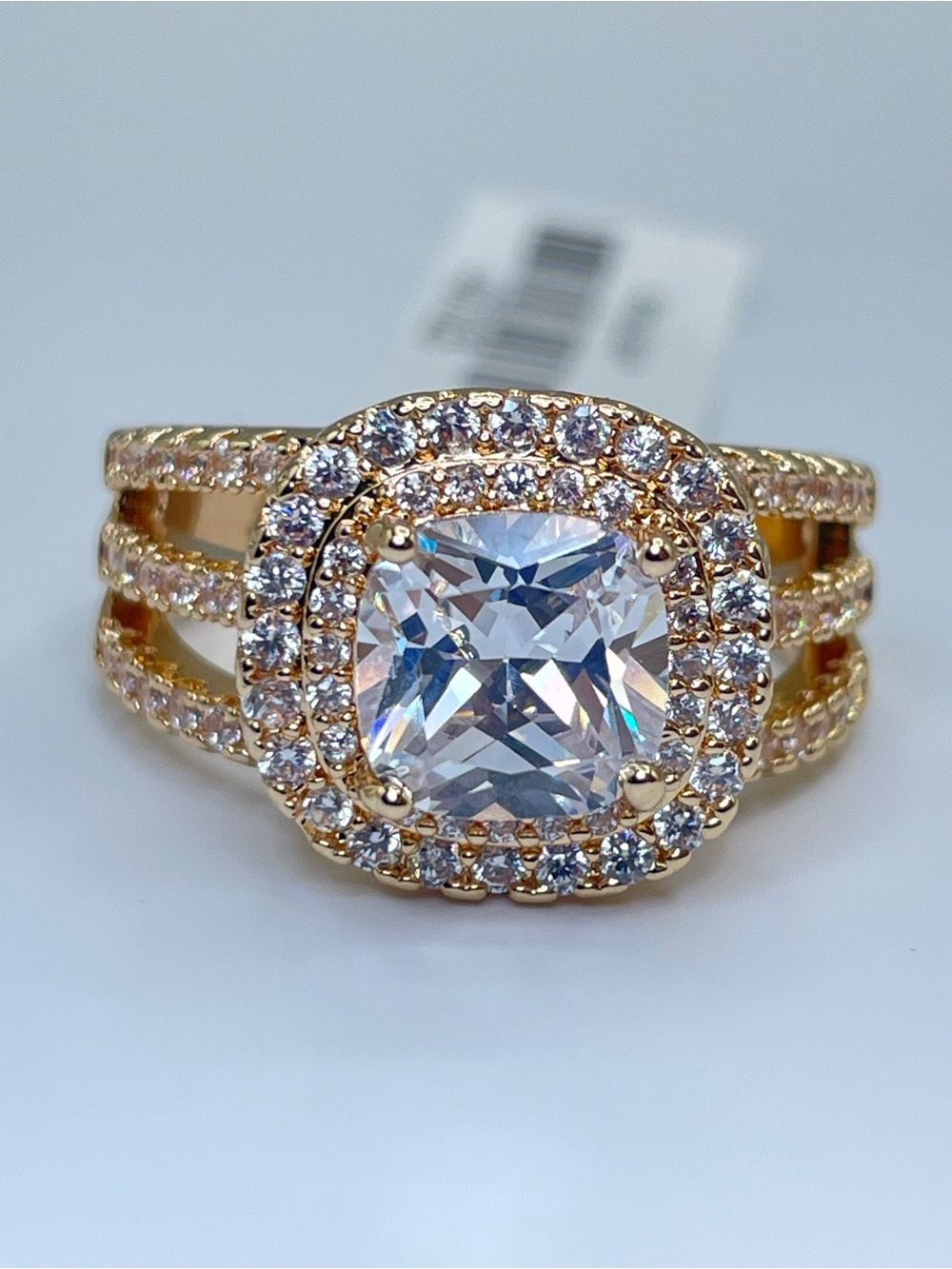 Swarovski Crystal Elements White Crystal Halo Statement Bold Ring Sz 9
